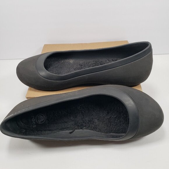 Crocs Mammoth Ballet Flats Womens Size 9 Gray Slip On Casual Shoes Fleece Lined - Picture 3 of 7